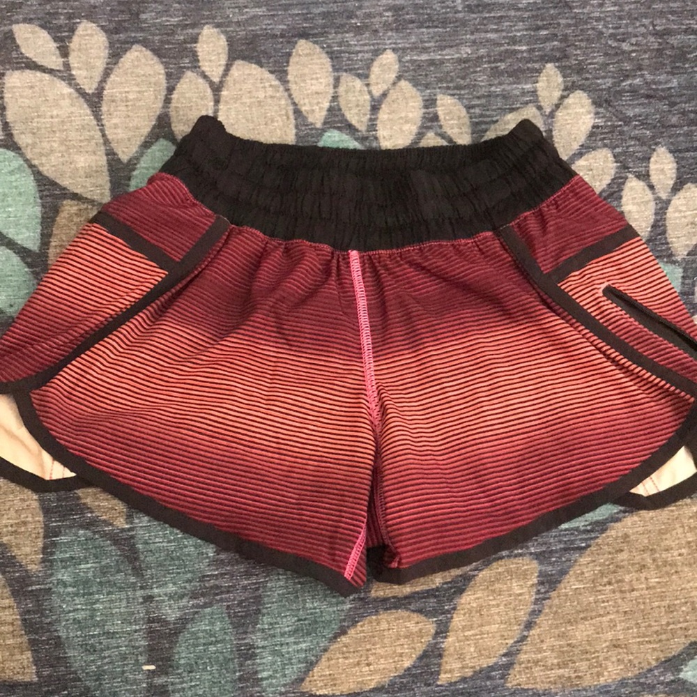 lululemon athletica Maroon and Black Gradient Striped Women's Shorts
